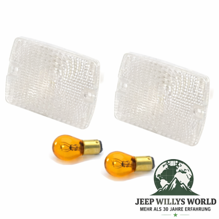 Blinkleuchten Paar vorne Weiss Jeep Wrangler 87-95