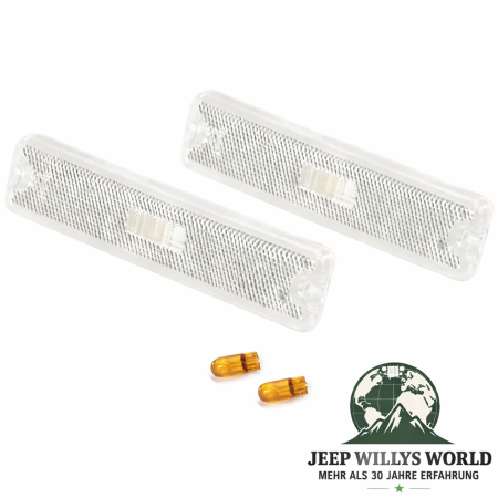 Turn Signal Side Marker Light Lens Pair White Jeep Wrangler 87-95