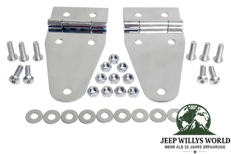 Hood Hinge Set Stainless Steel CJ + Wrangler YJ 76-95