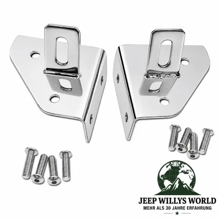 RT Off-Road Scheinwerferhalter Paar Scheibenrahmen Edelstahl hochglanzpoliert Jeep CJ5 CJ7 CJ8 / Wrangler YJ (1976-1995)