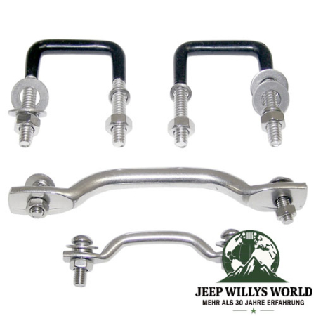 Motorhauben Auflagebügel Set Edelstahl Jeep CJ + Wrangler YJ 55-95