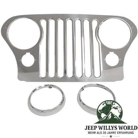 Radiator Grille Overlay Stainless Steel + Headlight Covers Jeep CJ 72-86
