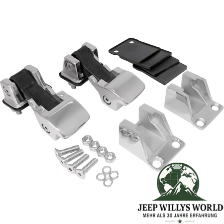 Motorhaubenverschluss Haken Set TJ Optik Edelstahl Jeep CJ + YJ 55-95