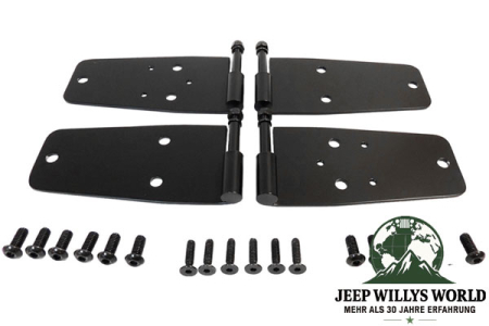 Türscharniere Set schwarz Edelstahl CJ + Wrangler YJ 76-93