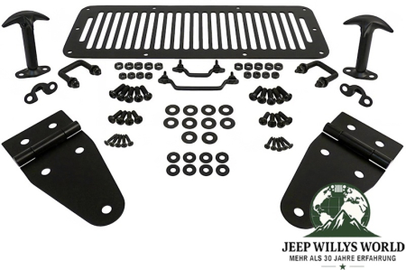 Hood Hinge Kit in Black Stainless CJ + Wrangler YJ year 76-95