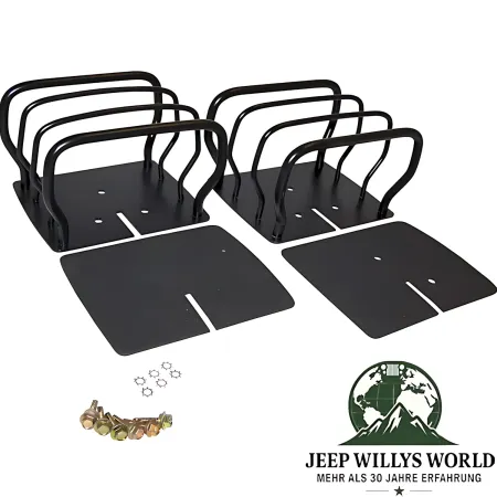 RT Off-Road Tail Light Guards Pair Black powder coated​​​​​​​ Jeep CJ5 CJ7 CJ8, Wrangler YJ TJ (1976-2006) with hardware.