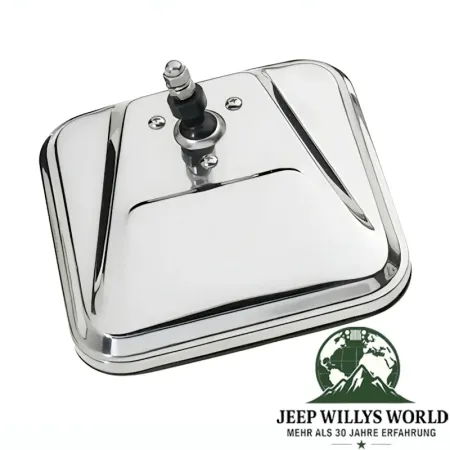 RT Off-Road Außenspiegel-Kopf, Spiegelglas, Edelstahl. Jeep CJ5 CJ6 CJ7 CJ8, Wrangler YJ TJ (1955-2006)