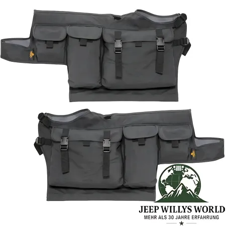Storage Bags Vinyl Black Denim for Bestop High Rock 4x4 Element Doors Jeep CJ7, CJ8, Wrangler YJ, TJ (76-06). Close-up.
