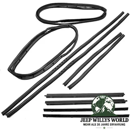 Fairchild Türdichtungen Komplett-Satz 10-teilig Türdichtgummi, Abstreifer, Fensterführung rechts und links. Jeep CJ7 CJ8, Wrangler YJ (1976-1995)