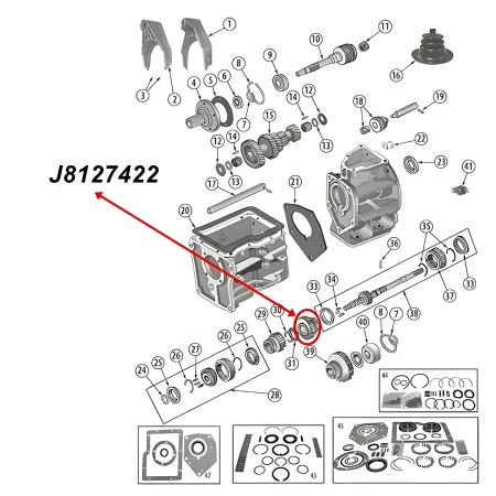 Exploded drawing of Second (2nd) Gear 32 Teeth SR4 Transmission Jeep CJ (80-83)