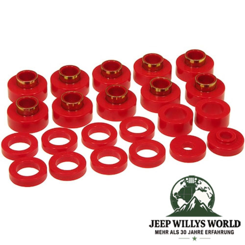 Body Mount Set Polyurethane Red Jeep CJ 80-86