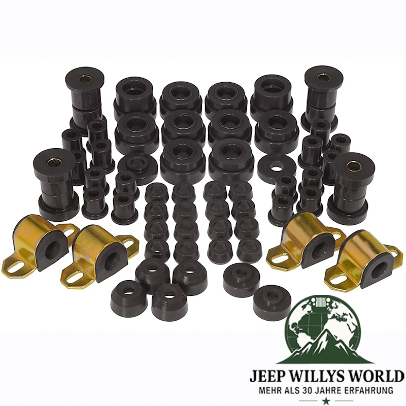 Body and Suspension Bushing Complete Set PU Black Jeep CJ 80-86