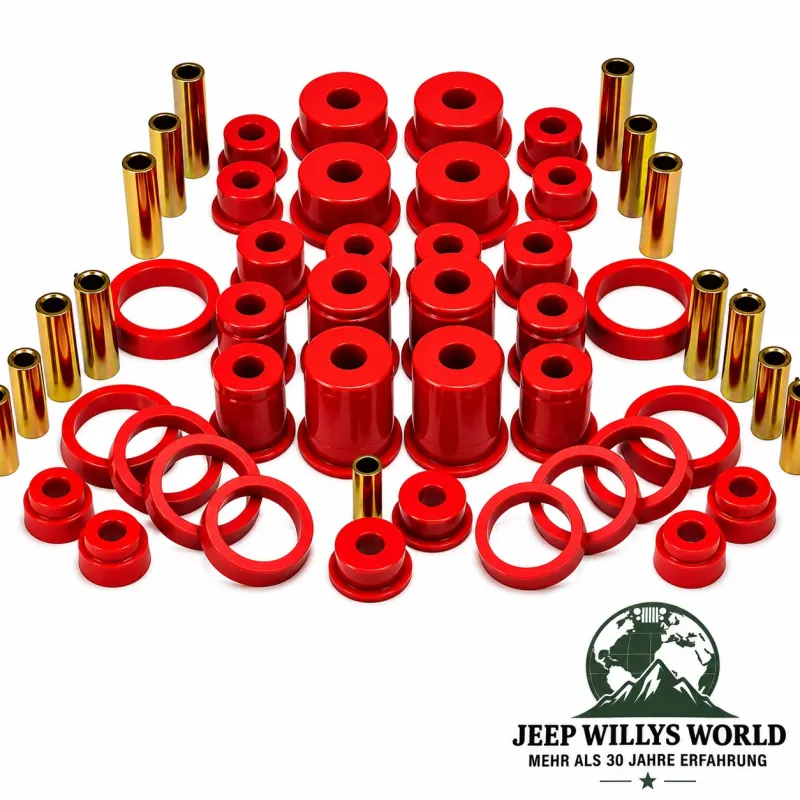 Fahrwerkbuchsen Satz Federnbuchsen Set Polyurethan rot Jeep Cherokee XJ (1984-2001)