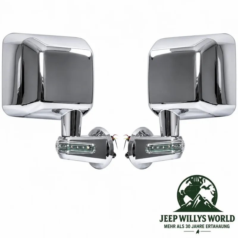 Rugged Ridge Außenspiegel Set chrom rechts und links mit LED-Blinker. Jeep Wrangler JK (07-18)
