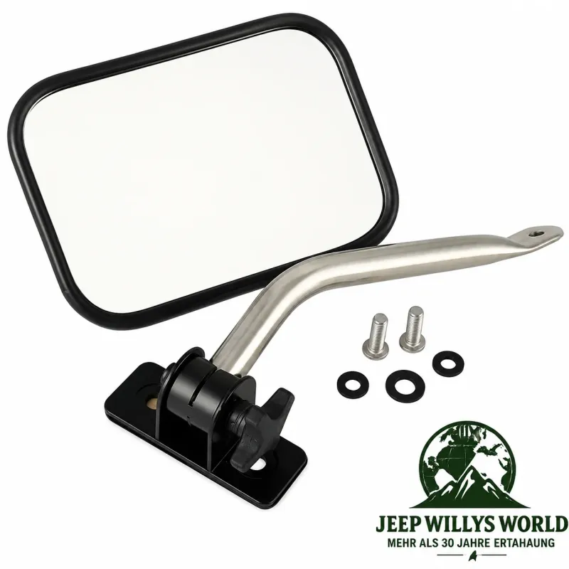 Rugged Ridge Quick‑Release Mirror Stainless Steel left or right Jeep Wrangler TJ, JK (96-18)