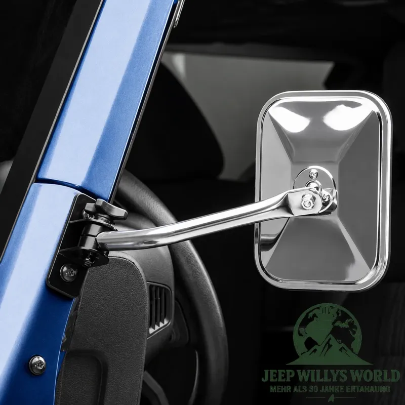 Rugged Ridge Quick‑Release Mirror Stainless Steel left or right Jeep Wrangler TJ, JK (96-18)