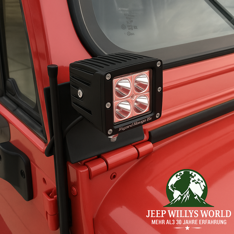 Headlights LED Set incl. Bracket on Windshield Frame Jeep CJ Wrangler 76-95