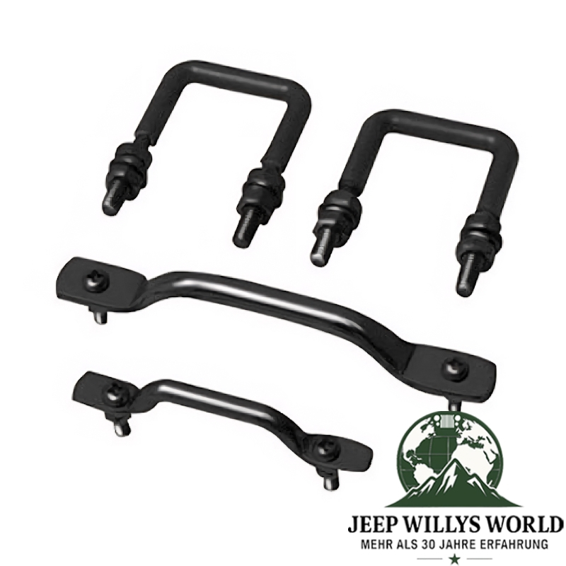 Motorhauben Auflagebügel Set schwarz für CJ + Wrangler YJ 55-95