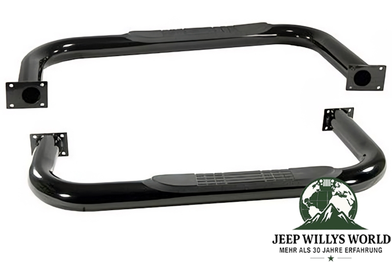 Schwellerrohre mit Trittauflage Ø 76mm schwarz Jeep CJ7 76-86