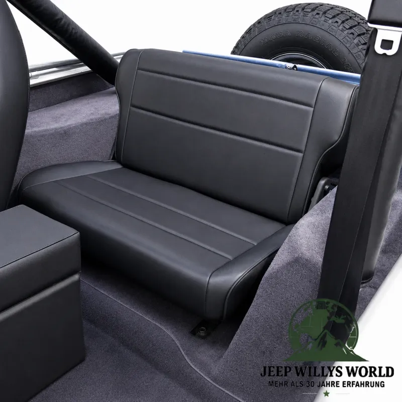 Rugged Ridge Rücksitzbank klappbar Schwarz Crush Kunstleder Jeep CJ5 CJ7 CJ8 / Wrangler YJ (1976-1995)