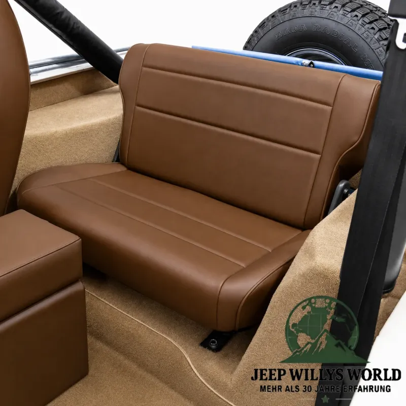 Rugged Ridge Rücksitzbank klappbar Nutmeg Denim Jeep CJ5 CJ7 CJ8 / Wrangler YJ (1976-1995)