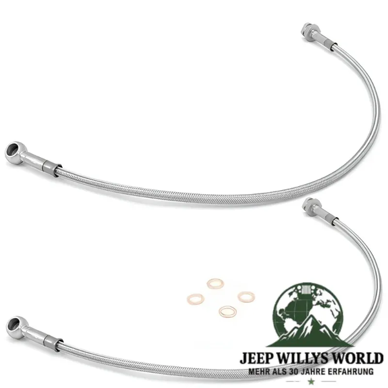 OMIX-Ada Bremsschläuche Flexschlauch Paar vorne Edelstahl 4" - 100mm Jeep CJ5 CJ7 CJ8 (1976-1981)