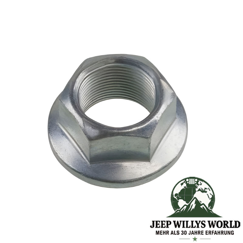 Front Yoke Nut from Transfer Case to Drive Shaft. Front and Rear Axle, Transfer Case. Jeep SJ, J Series, CJ5, CJ7, CJ8, Cherokee XJ, Wrangler YJ, TJ, JK, JL, Grand Cherokee ZJ, ZG, WJ, WG (1976-2026).