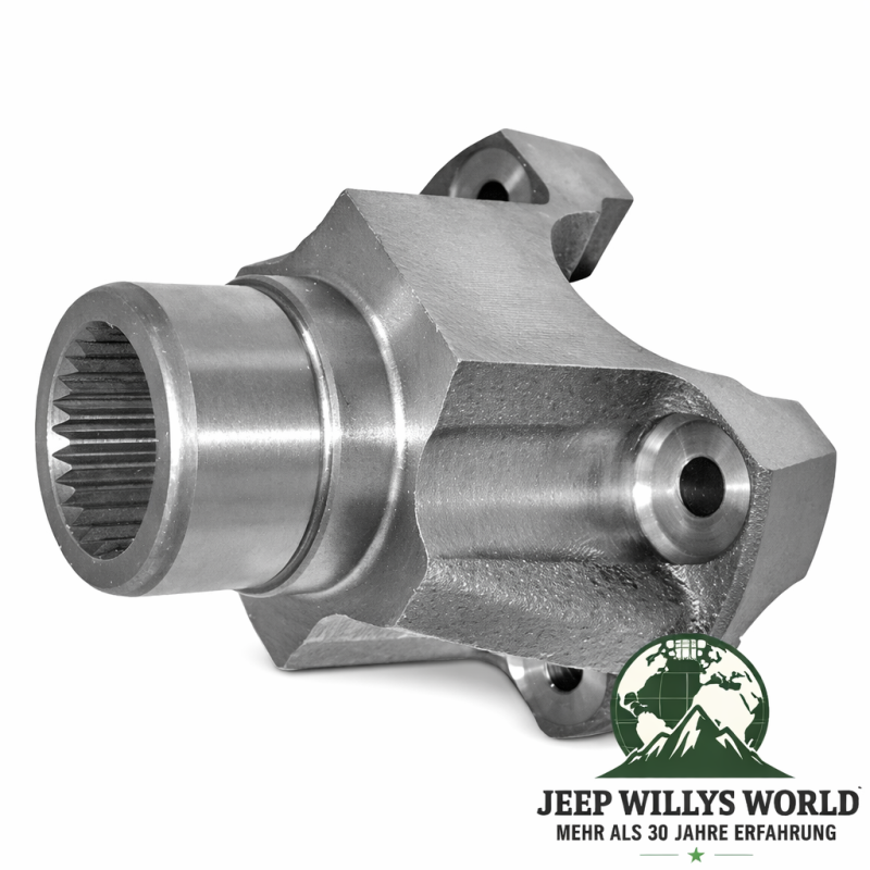 Front Output Yoke Transfer Case NP231. Jeep Wrangler TJ / Cherokee XJ 96-06, slightly tilted top side view with full product visable.