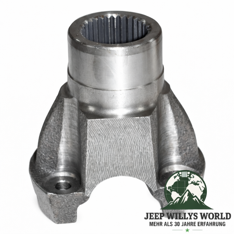 Kardanflansch Dana 30 Vorderachse, 44 Hinterachse, 300 Verteilergetriebe Jeep CJ Wrangler Cherokee Commanche 66-93, Flansch verschraubung auf Montagepunkten liegend, ganzer Artikel zu sehen.
