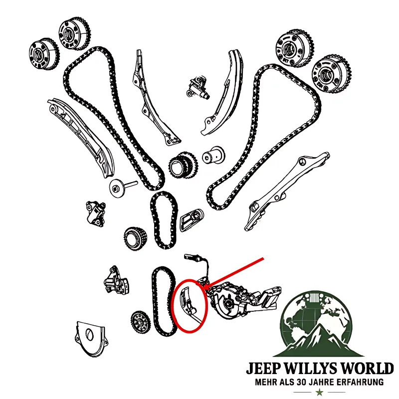 Crown Timing Chain Tensioner Oil Pump Drive Jeep Wrangler JK, Cherokee KL, Grand Cherokee WK2 3.0L + 3.2L + 3.6L (11-22)
