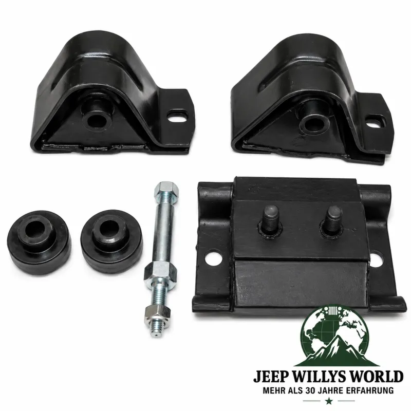 Crown Engine Mount Bracket Motor Mount + Transmission Mount Set Jeep Wrangler YJ 2,5L 4-Cyl. (1987-1990)