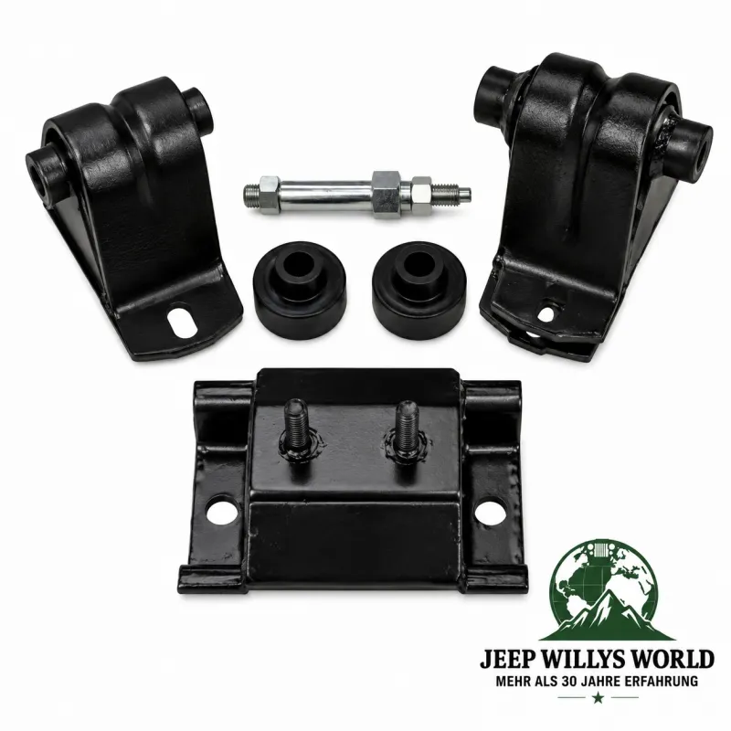 Crown Engine Mount Bracket Motor Mount + Transmission Mount Set Jeep Wrangler YJ 2,5L 4-Cyl. (1991-1995)
