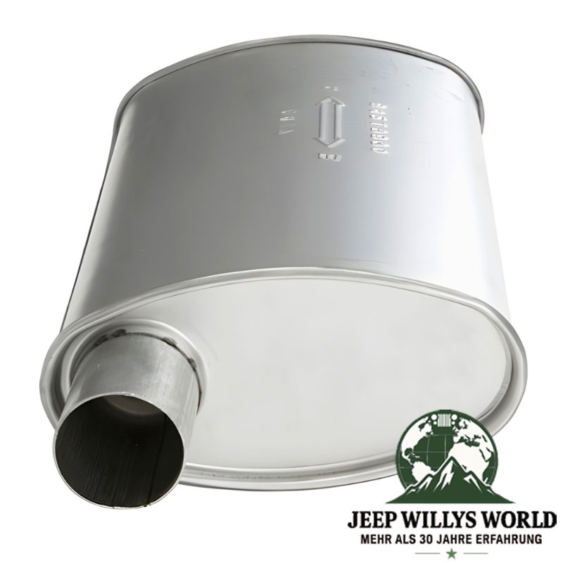 Endtopf Endschalldämpfer 2,25" 2,5L und 4,0L Motor Jeep Wrangler YJ (1987-1995), Eingang.