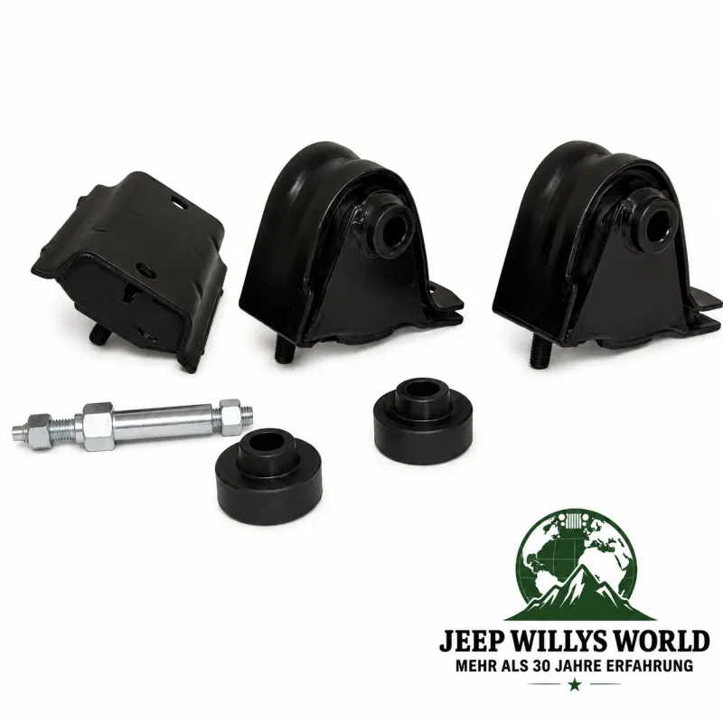 Crown Engine Mount Bracket Motor Mount + Transmission Mount Set Jeep Wrangler YJ 4.0L + 4.2L 6-Cyl. Engine (1987-1995)