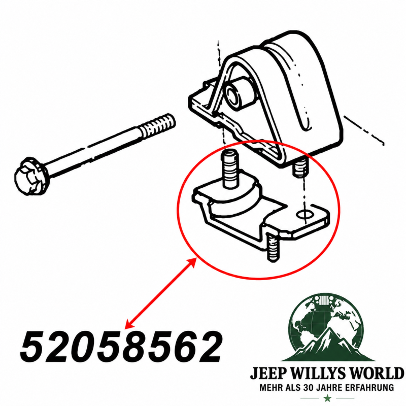 Motorgummi Gegenplatte rechts Jeep Wrangler 2,5L 4 Zyl. 91-95