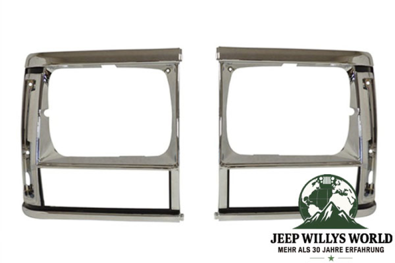 Headlight Bezel Pair Chrome Plastic Jeep Cherokee 91-96