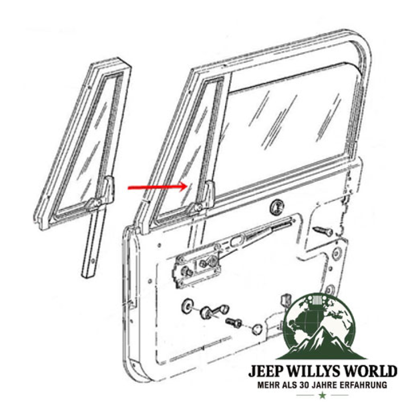 Ausstellfenster links Jeep CJ + Wrangler 82-95