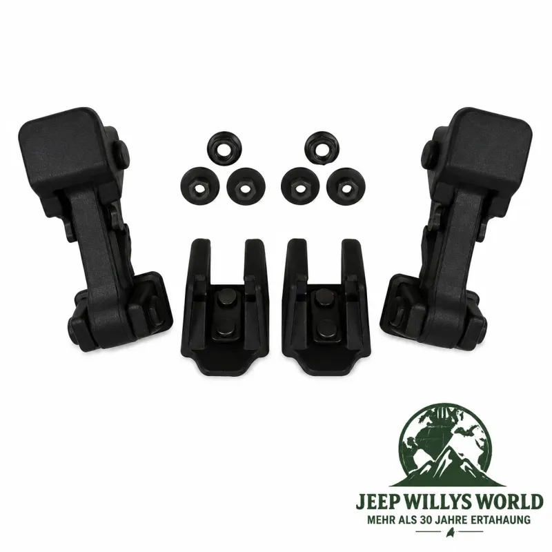 Crown Motorhaubenverschluss Haken Set Kunststoff Schwarz Jeep Wrangler JK (07-18)
