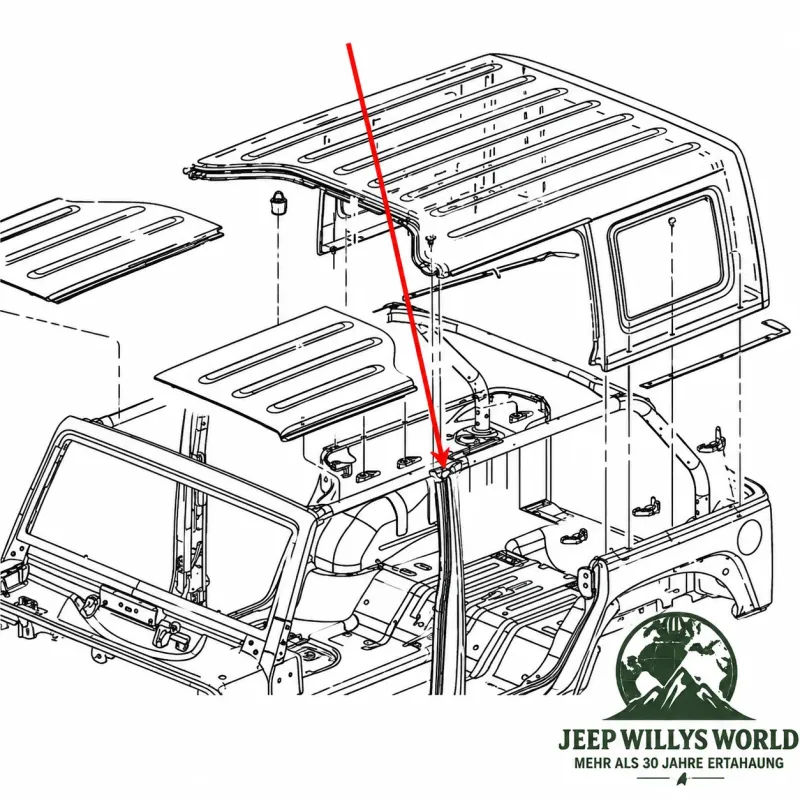 Fairchild Hardtop Dichtung B-Säule oben links + rechts. Jeep Wrangler JK 4-türer (07-18)