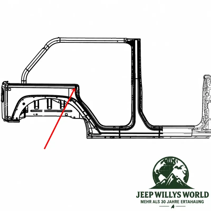 Fairchild Hardtop Dichtung C-Säule Seitenteil rechts. Jeep Wrangler JK 4-türer (07-18)