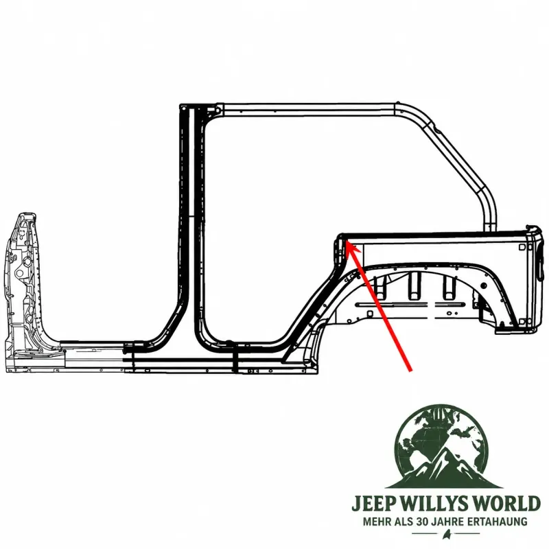 Fairchild Hardtop Dichtung C-Säule Seitenteil links. Jeep Wrangler JK 4-türer (07-18)