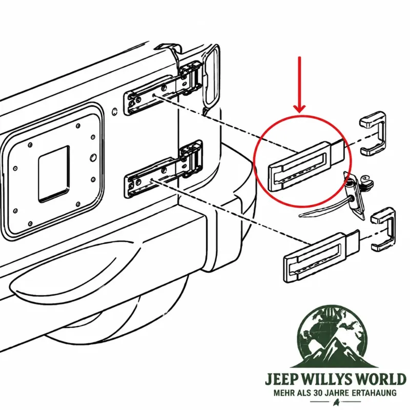 Crown Hecktür Scharnier Blenden Set 4-teilig Jeep Wrangler JK (07-18)