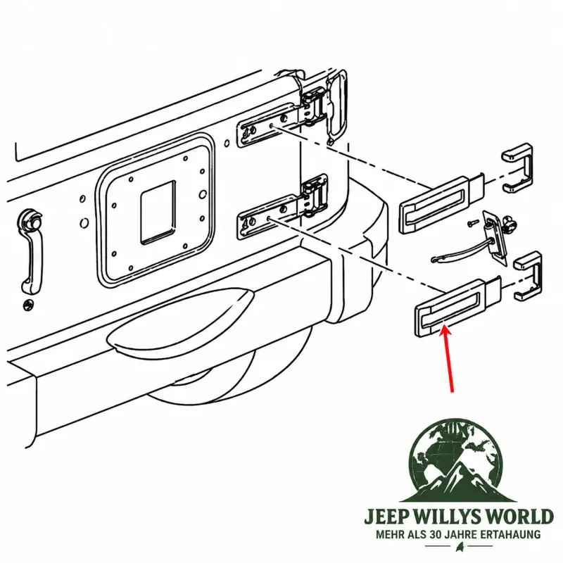 Crown Hecktür Scharnier Blenden Set 4-teilig Jeep Wrangler JK (07-18)