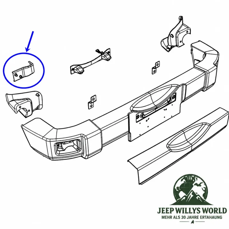 Crown Stoßstangen Halter hinten links Jeep Wrangler JK (07-18)