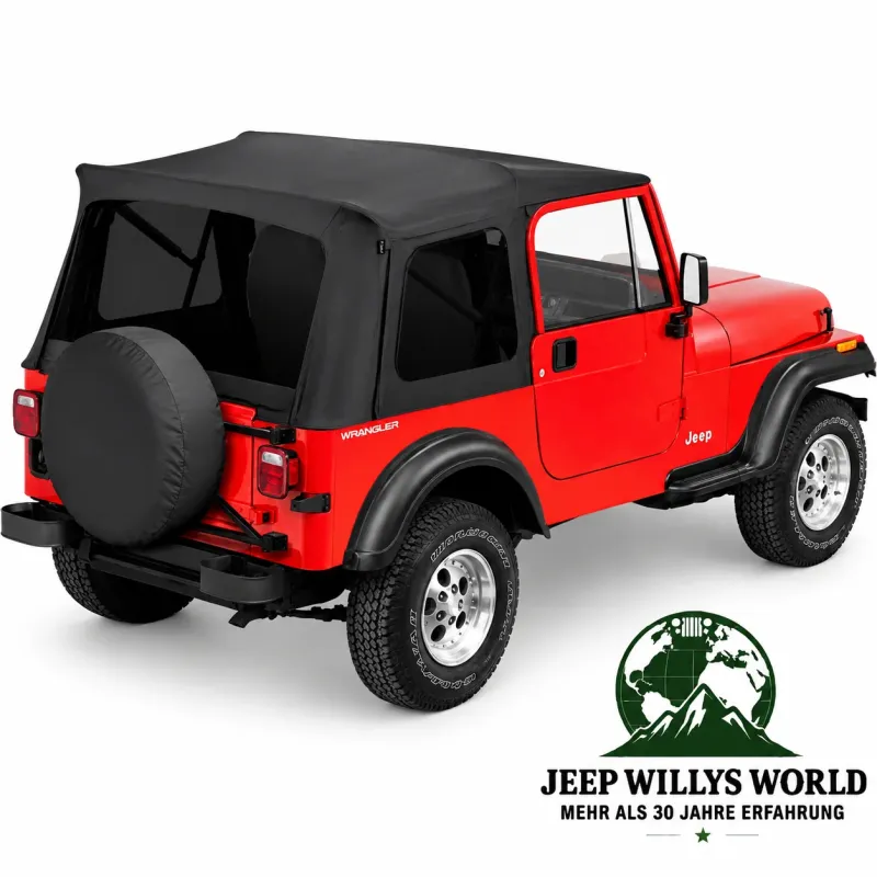 Bestop Replacement Top Cover with tinted windows Black Denim without rods Jeep CJ7 + Wrangler YJ (1976-1995)