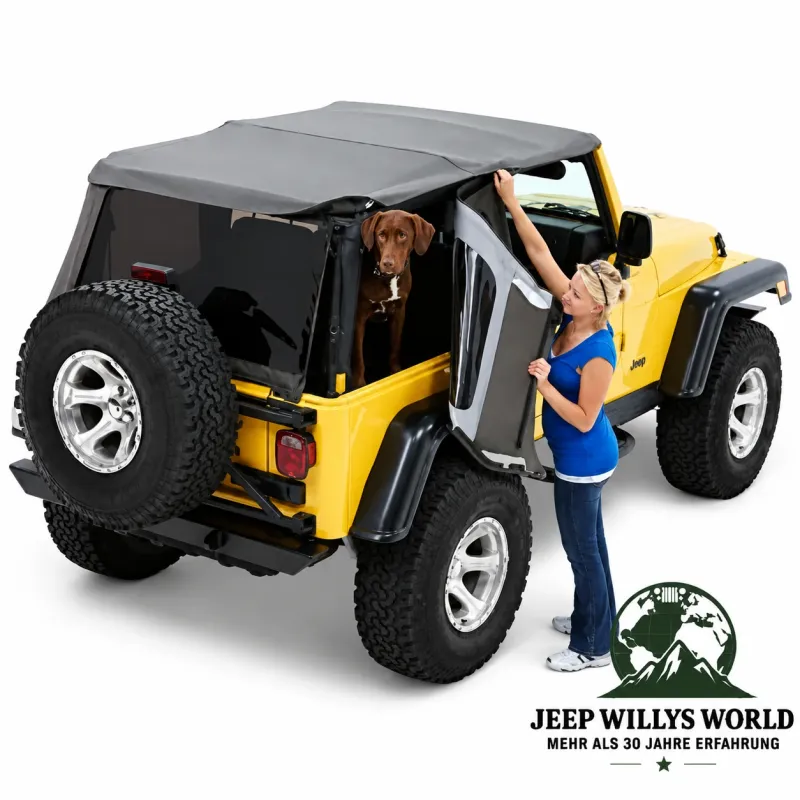 Bestop Trektop NX Folding Top Black Denim  with tinted windows Jeep Wrangler TJ (1996-2006)