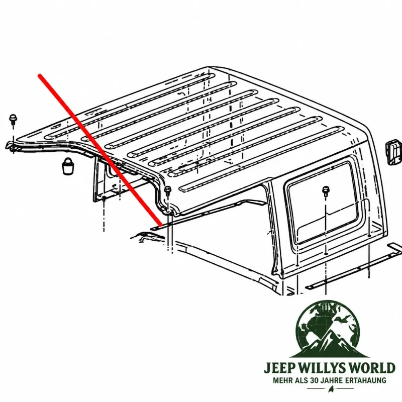 Fairchild Seitliche Hardtopdichtung zur Karosserie rechts. Jeep Wrangler JK 2-türer (07-18)