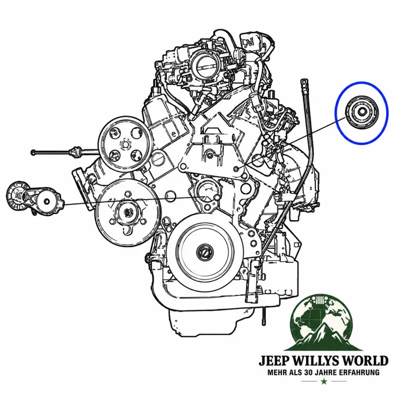 Crown Idler Pulley with Serpentine Belt Jeep Wrangler JK / Cherokee KK / Dodge Nitro KA 2,8L CRD (07-18)