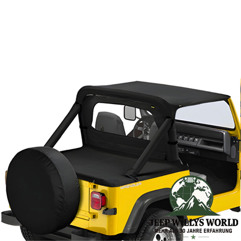 Windjammer Black Crush Jeep CJ5, CJ7, CJ8, Wrangler YJ (80-95) shown with mounted Duster and Bikini Top.