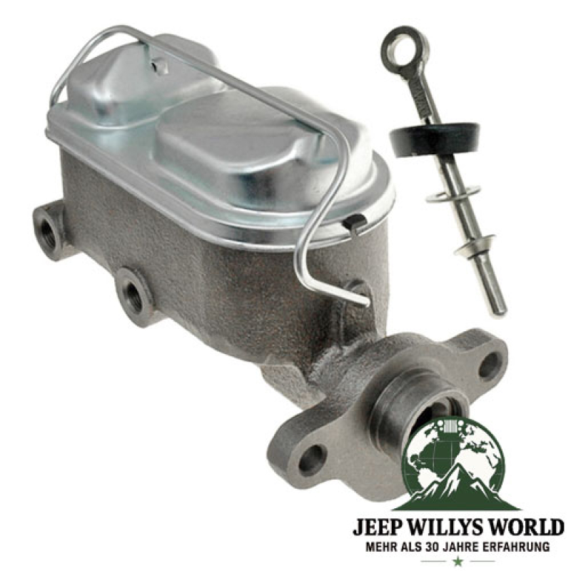 Hauptbremszylinder Jeep CJ5 CJ7 CJ8 78-86, 10" Trommelbremse hinten ohne Bremskraftverstärker, seitlich / frontal, Anschluss zu erkennen.